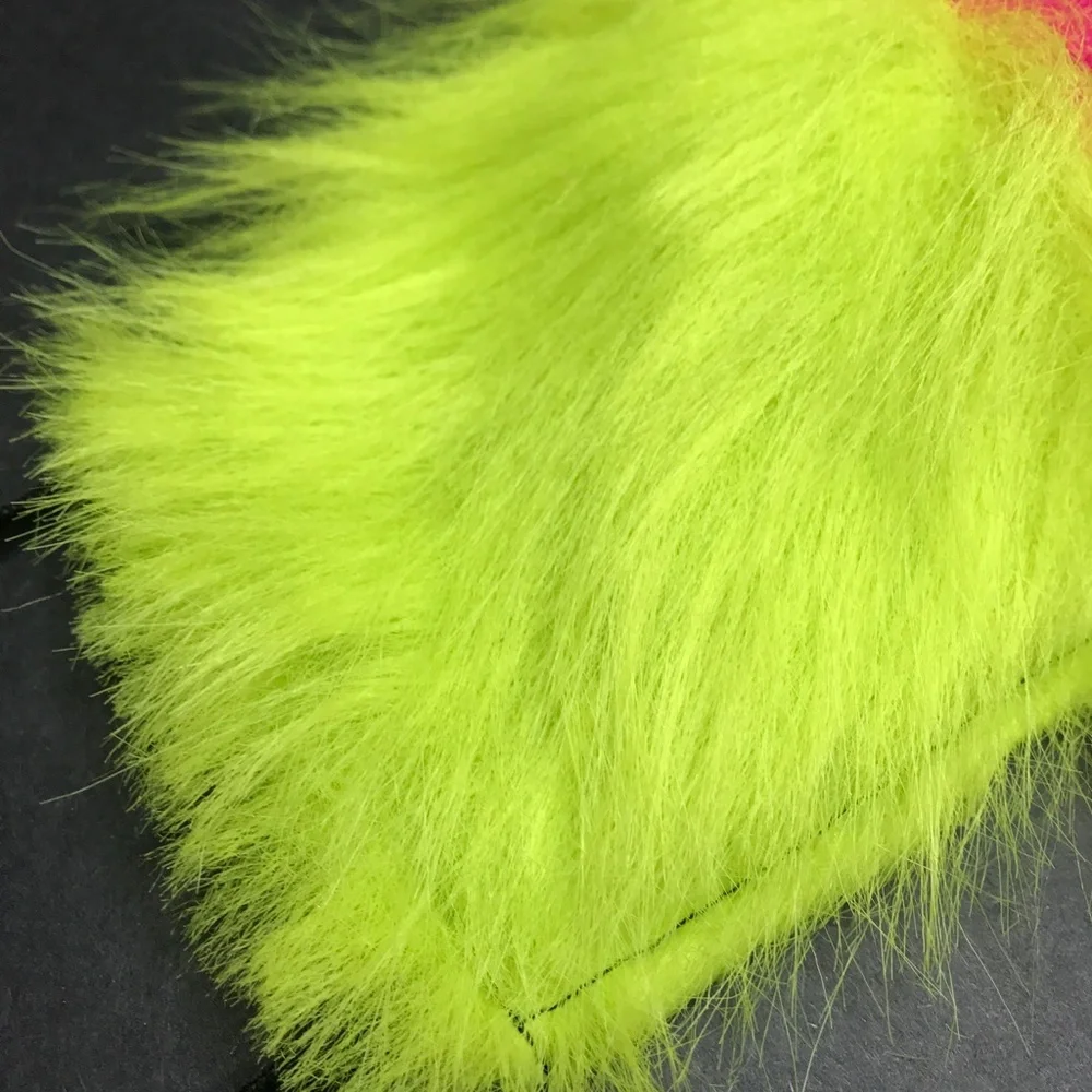 Pink Monster Fur Face Mask Green Cat Halloween Costume Animal Fuzzy Rave Fursuit